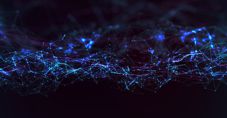 Abstract futuristic - technology with polygonal shapes on dark blue background. Design digital technology concept. 3d illustration	