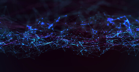 Abstract futuristic - technology with polygonal shapes on dark blue background. Design digital technology concept. 3d illustration	