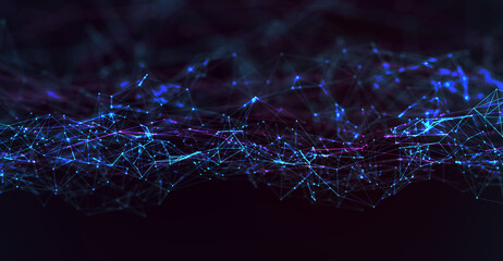 Abstract futuristic - technology with polygonal shapes on dark blue background. Design digital technology concept. 3d illustration	