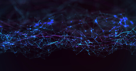 Abstract futuristic - technology with polygonal shapes on dark blue background. Design digital technology concept. 3d illustration	