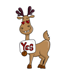 Cute New year's deer.Vector children's design