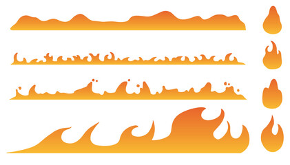 燃え盛る炎　火のエフェクト　背景装飾イラストセット