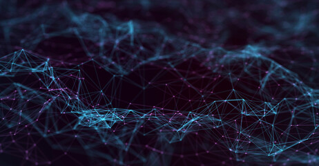 Abstract futuristic - technology with polygonal shapes on dark blue background. Design digital technology concept. 3d illustration