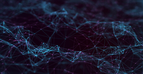 Abstract futuristic - technology with polygonal shapes on dark blue background. Design digital technology concept. 3d illustration