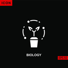 Icon biology plant pottery tree leaf with circle vector on black background. Illustration Filled, glyph or flat icon for graphic, print media interfaces and web design.