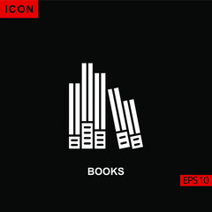 Icon open book vector on black background. Illustration Filled, glyph or flat icon for graphic, print media interfaces and web design.