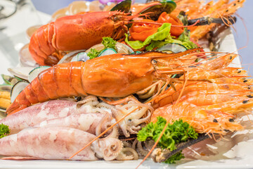 Mix seafood grilled. Selective focus