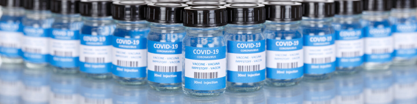 Coronavirus Vaccine Bottle Corona Virus COVID-19 Covid Vaccines Panoramic
