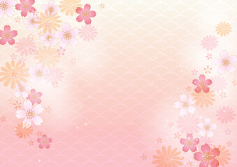 Japanese style かわいい和風の桜 ピンク色の背景素材