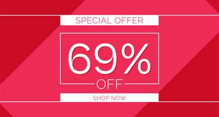 69% off special offer banner, 69% off simple banner design