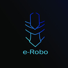 Robot logo design with dark background. Abstract cyborg human symbol for brand technology illustration. New graphic style