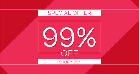 99% off special offer banner, 99% off simple banner design