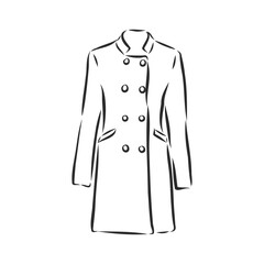 Women's coat, Fashion flat sketch. Technical drawing women's coat, vector sketch illustration