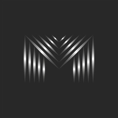 Logo M letter creative initial monogram, many metallic gradient thin lines typography minimal style mark