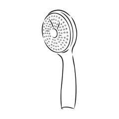 Hand-drawn sketch of shower head on a white background. Bathroom appliances. Bathroom equipment, shower head, vector sketch illustration