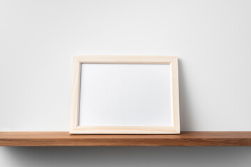 Fototapeta premium horizontal brown wood photo on bookshelf and wall