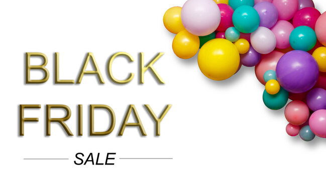 Black friday sale banner poster wallpaper. black friday and balloons on bright background