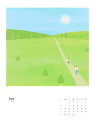 2021 New Year Calendar Set 06 : men and women summer scenery