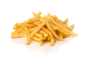 pile of french fries on a white background