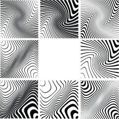 Abstract warped Diagonal Striped Background . Vector curved twisted slanting, waved lines texture
