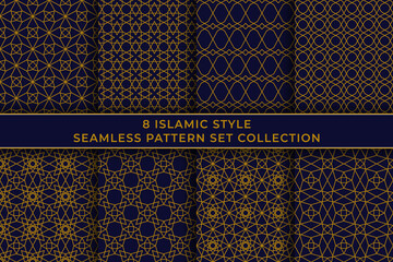 islamic luxury seamless pattern set collection design vector