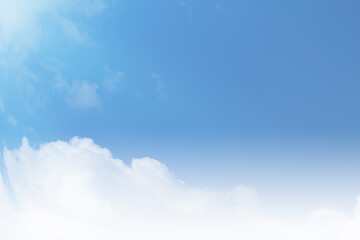 Obraz premium Blue Sky with white cloud and clear abstract. Beautiful air sunlight with clound scape colorful. Blackdrop for wallpaper backdrop background. 