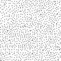 Chaotic Polka Dots Seamless Pattern. Vector painted background from small rounds. Abstract white and black pattern for fabric print, paper card, table cloth, fashion.