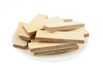 Wafers with chocolate isolated on white background