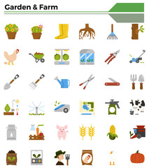 Gardening and farming icon set.