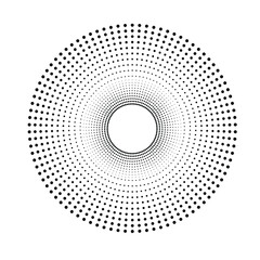 Halftone dots in circle form. round logo . vector dotted frame . design element