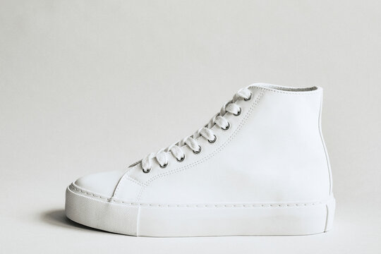 White Leather High Top Sneakers