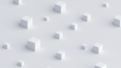 Abstract 3d render, white geometric background with cubes, motion design, 4k seamless looped animation - Powered by Adobe
