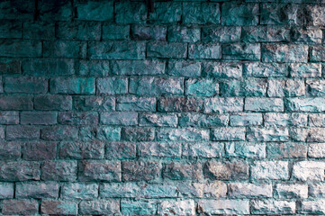 turquoise creative background. old blue surface. wall with large blocks. stone texture
