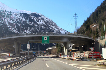 On the motorway A2 to Gotthard road tunnel (Switzerland)