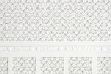 White and gray semicircle patterned wall