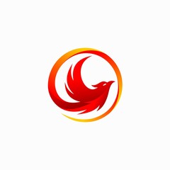 phoenix logo with circle concept - obrazy, fototapety, plakaty