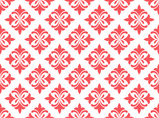 Flower geometric pattern. Seamless vector background. White and pink ornament