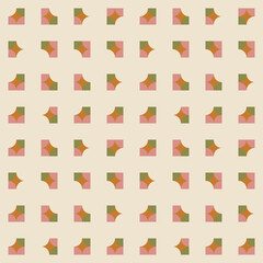 Geometric seamless pattern. Vector background with simple shapes like semi cirles and squares in neutral muted pastel colors.
