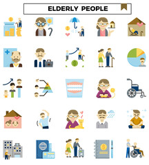 Elderly people icon set.