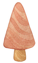 Original watercolor picture. Wooden toy.