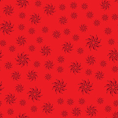 Fototapeta premium Abstract flower seamless pattern on a red background.