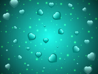 Abstract beautiful background made of hearts and twinkling glare.	