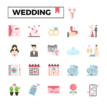 Wedding icon set.