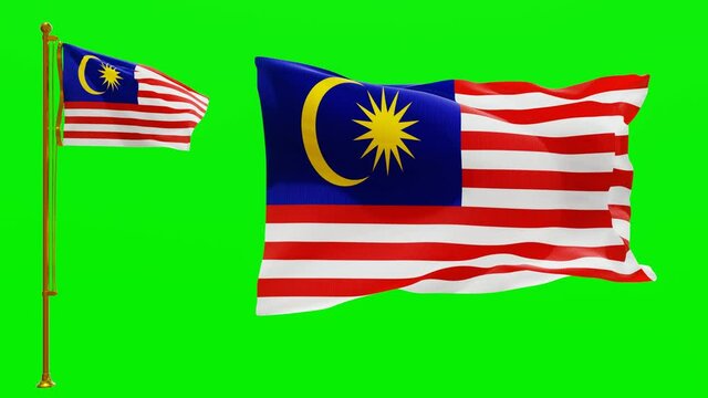 Flags of Malaysia with Green Screen Chroma Key High Quality 4K UHD 60FPS