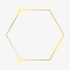Gold glowing hexagon frame
