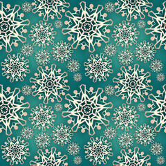 Snowflake seamless pattern. Snow pattern with snowflakes. Festive Christmas and New Year background. Winter vector illustration