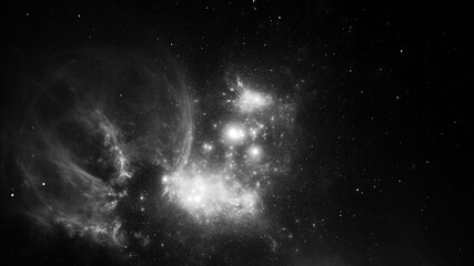 Abstract monochrome fractal illustration looks like beautiful galaxies.