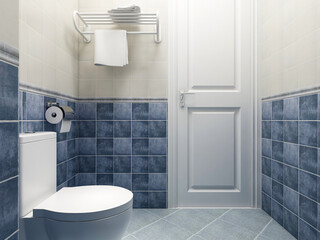 Clean modern residential bathroom and toilet design, which is equipped with washstand, toilet and shower equipment, etc.