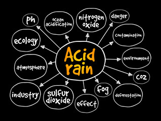 Acid rain mind map, concept for presentations and reports