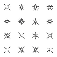 Stars line icons set, outline vector symbol collection, linear style pictogram pack. Signs, logo illustration. Set includes icons as sparkle star twinkle, christmas decoration, firework, starburst